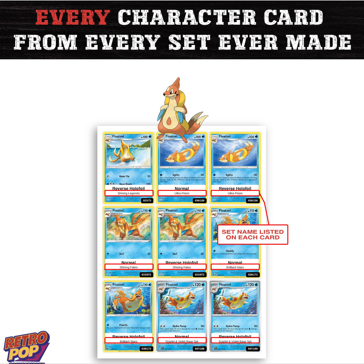Floatzel card collection preview - every set Floatzel appears in