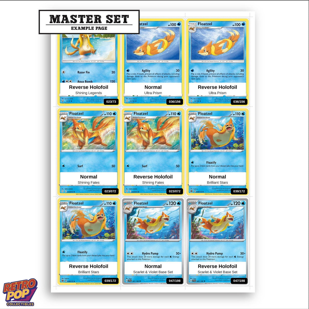 Printed Floatzel Pokemon placeholders in binder - real photo 3