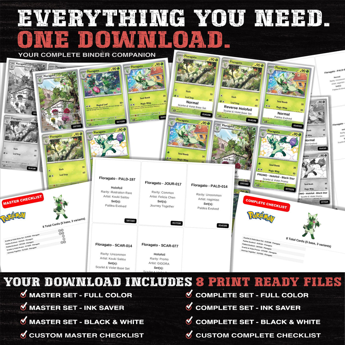 Everything included in the Floragato master set download - 8 PDF files
