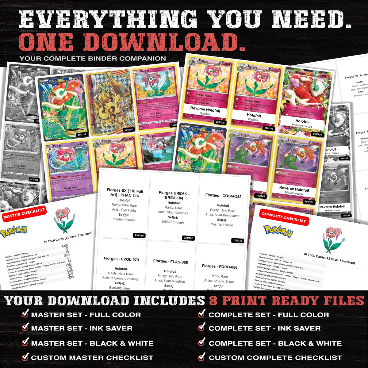 Everything included in the Florges master set download - 8 PDF files