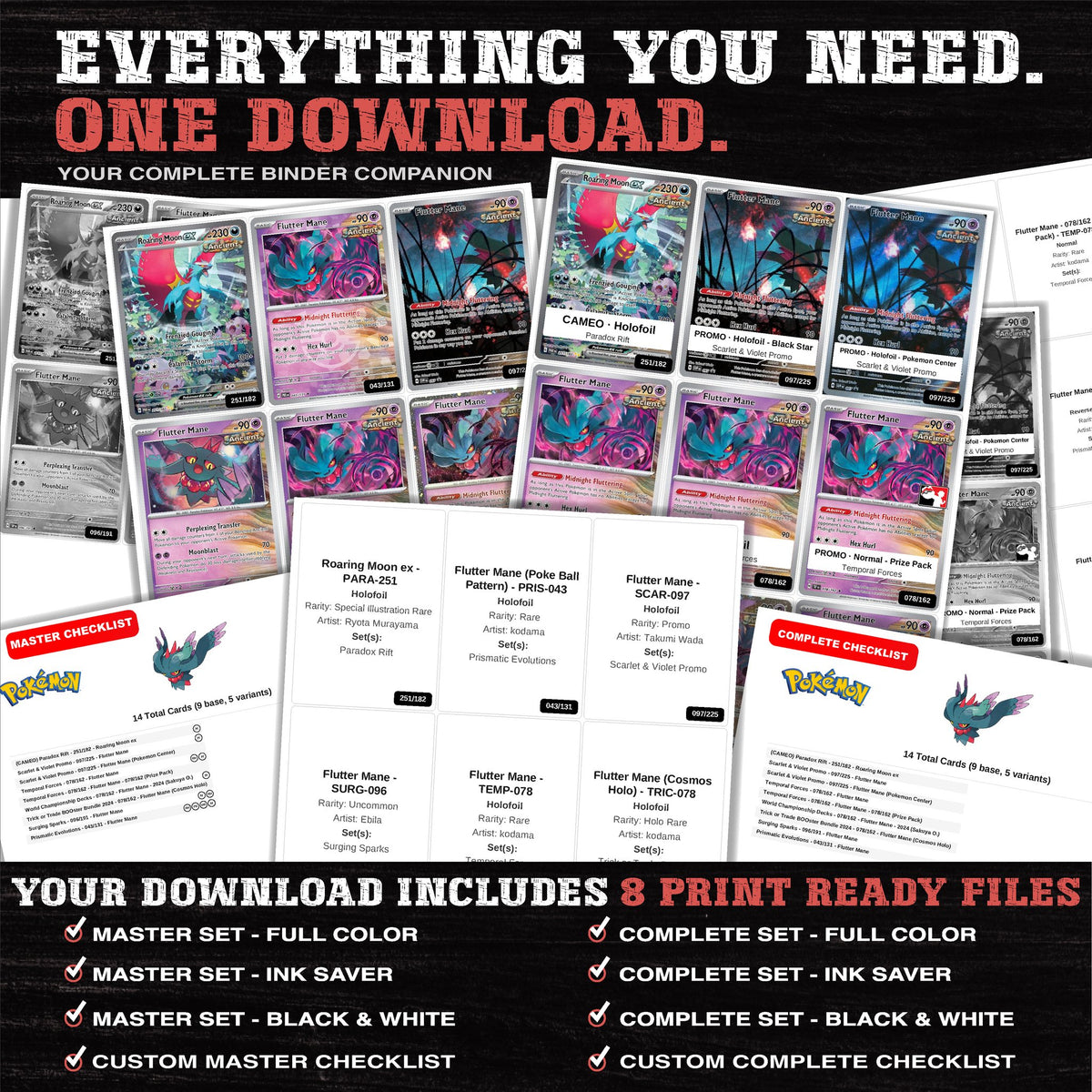 Everything included in the Flutter Mane master set download - 8 PDF files