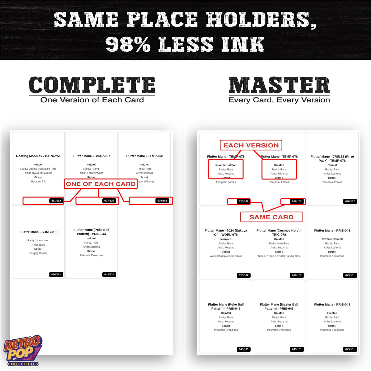 Ink saver greyscale Flutter Mane placeholder sheet - 98 percent less ink