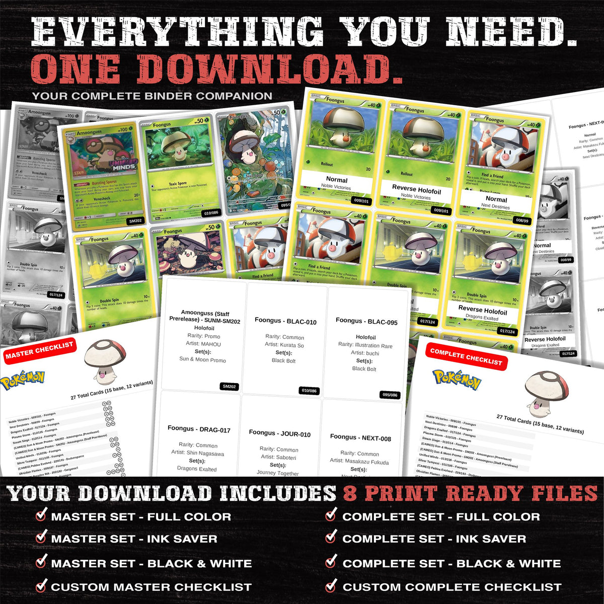 Everything included in the Foongus master set download - 8 PDF files