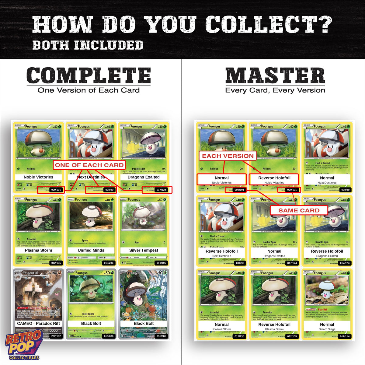Complete Set vs Master Set versions of the Foongus binder placeholders