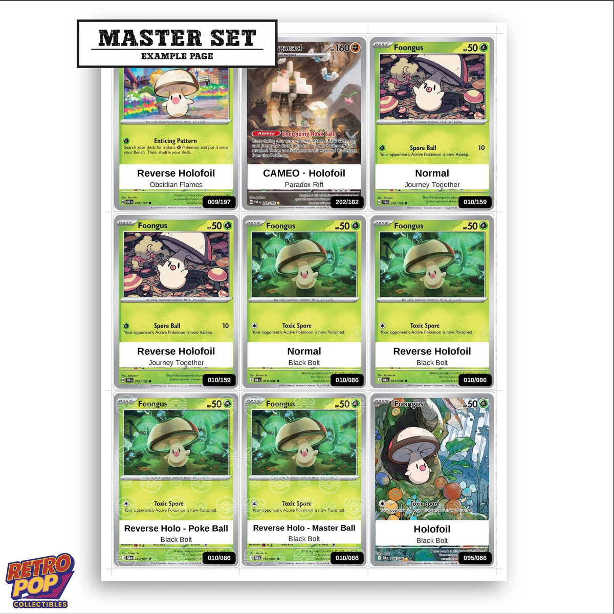 Printed Foongus Pokemon placeholders in binder - real photo 3