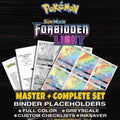 Forbidden Light Pokemon binder placeholders printable PDF - includes Lucario GX (Secret)