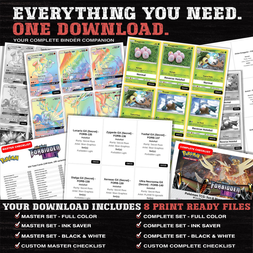 Everything included in the Forbidden Light placeholder download - 8 PDF files