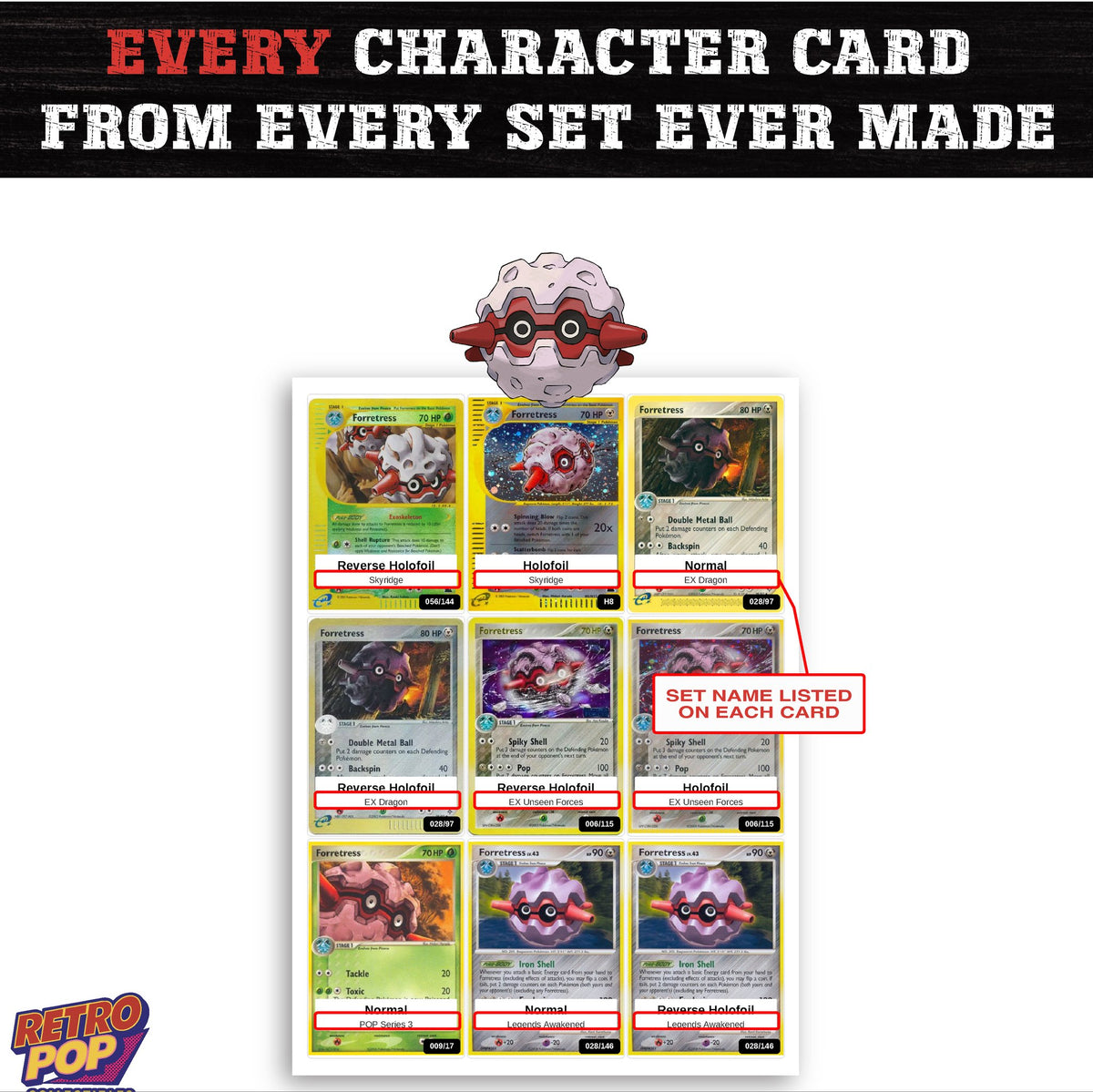 Forretress card collection preview - every set Forretress appears in