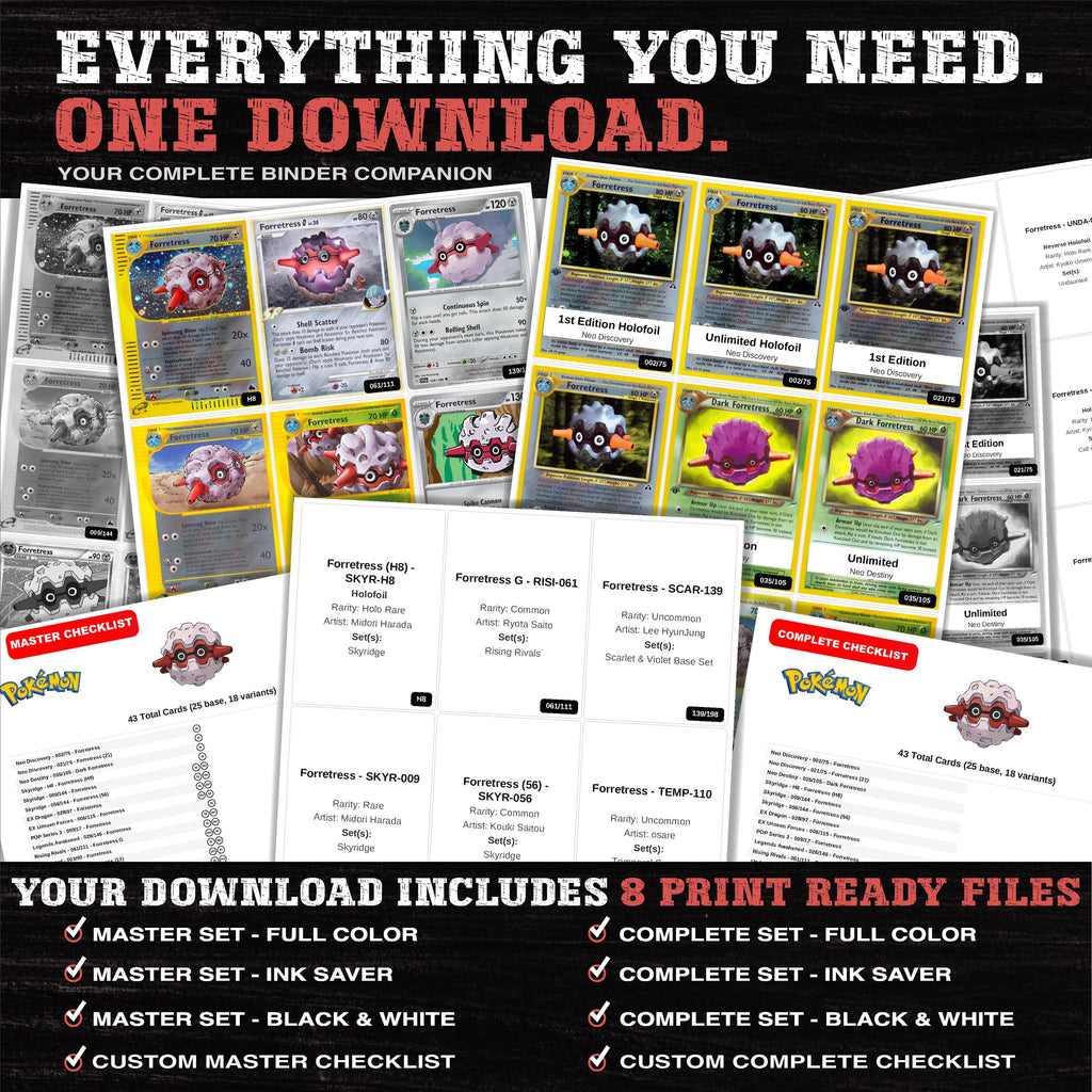 Everything included in the Forretress master set download - 8 PDF files