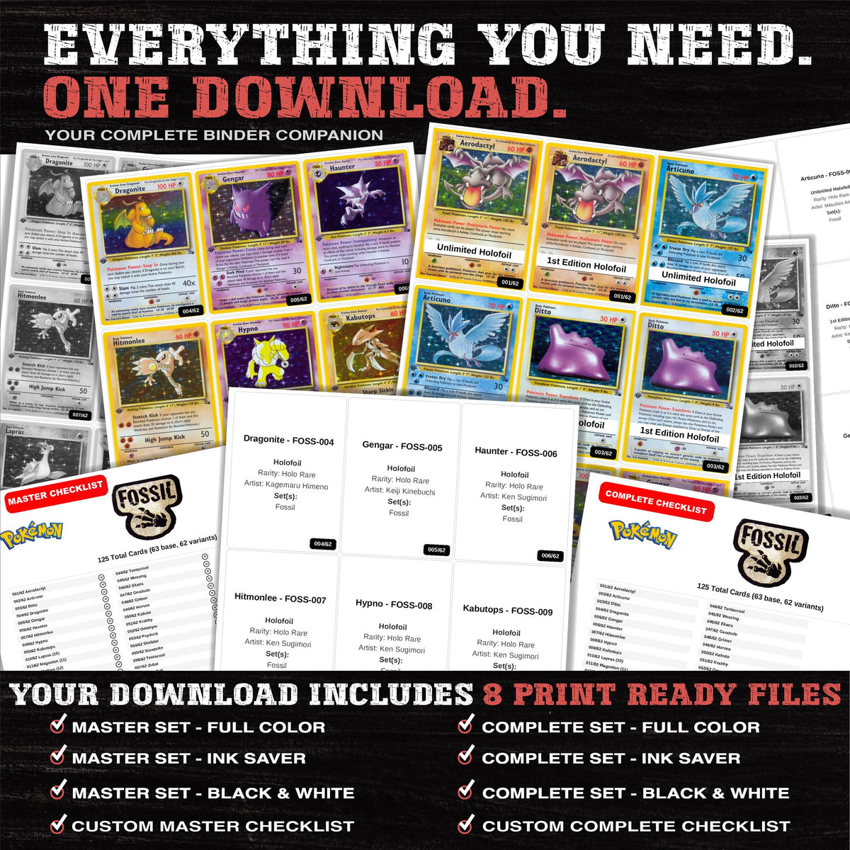 Everything included in the Fossil placeholder download - 8 PDF files