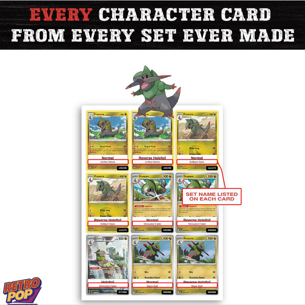 Fraxure card collection preview - every set Fraxure appears in
