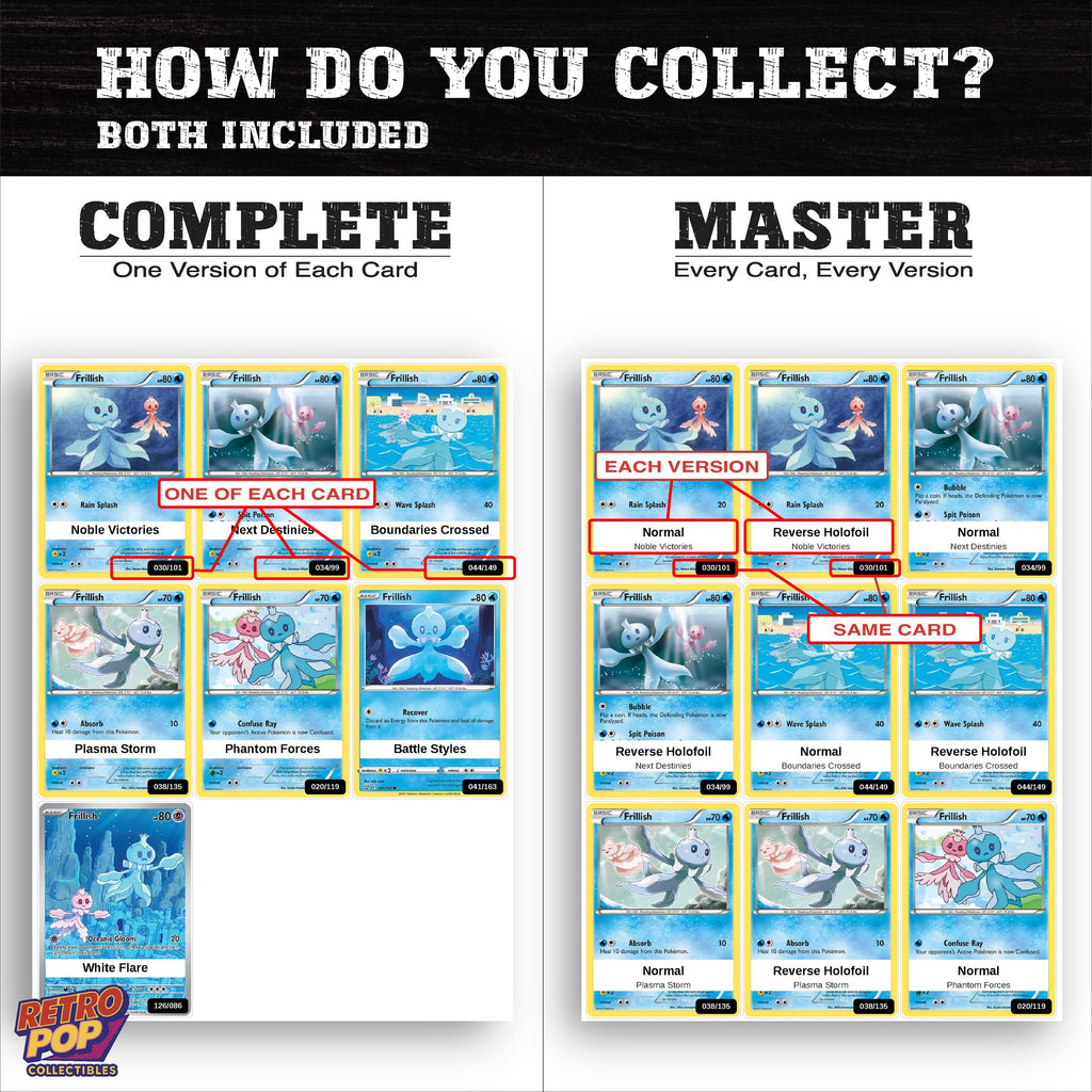 Complete Set vs Master Set versions of the Frillish binder placeholders