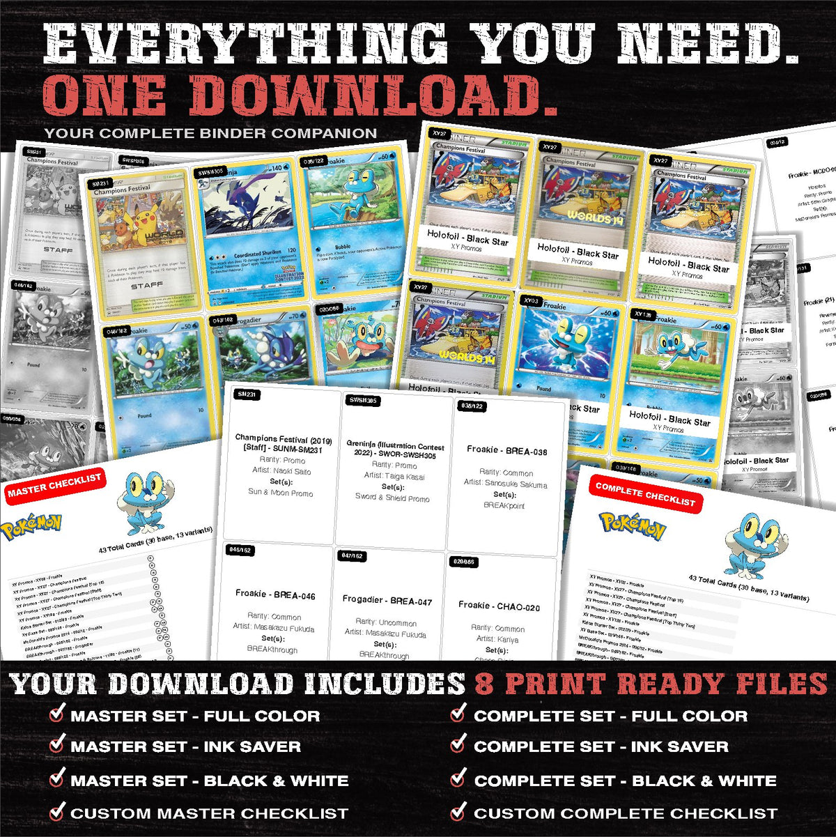 Everything included in the Froakie master set download - 8 PDF files