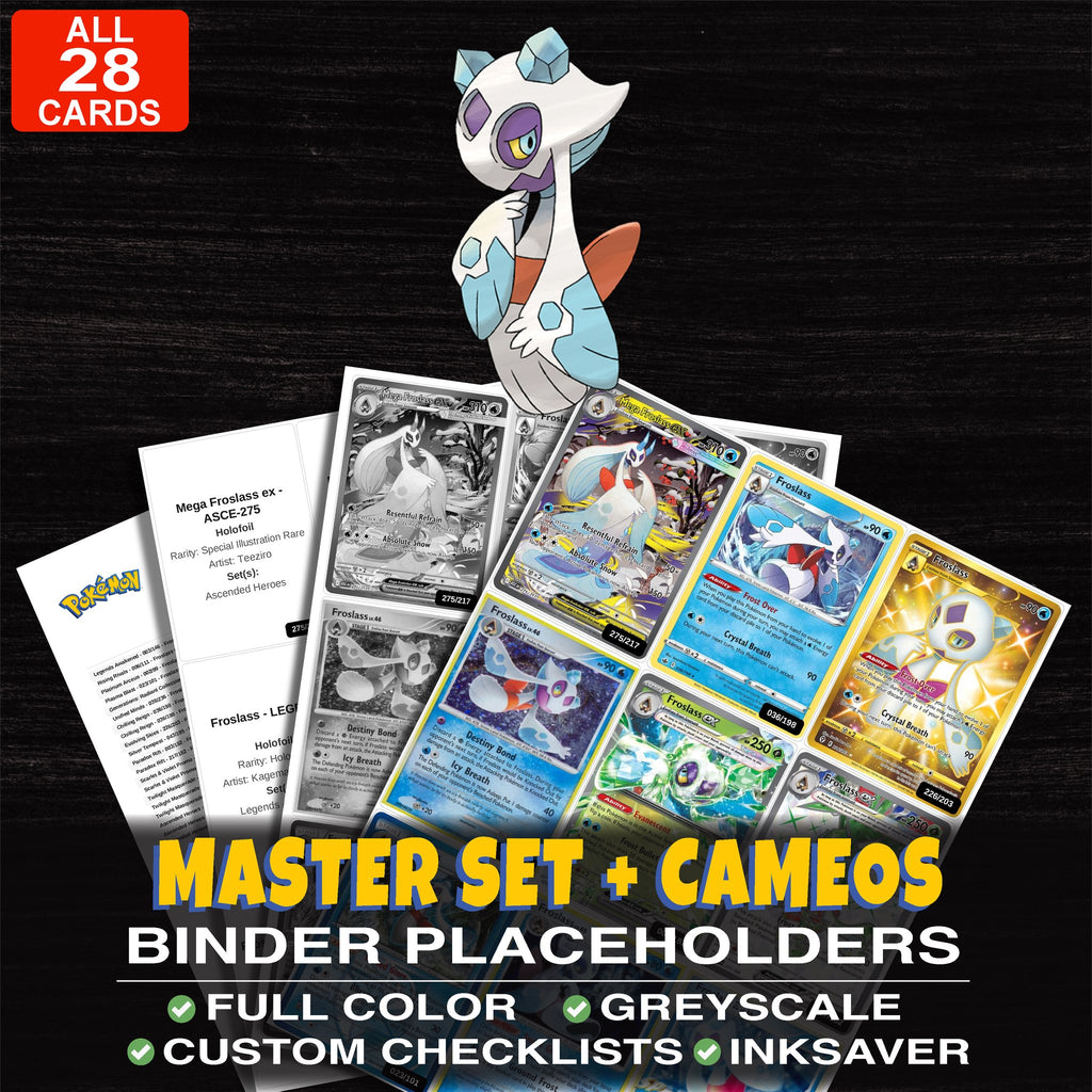 Every Froslass Pokemon card ever made - master set binder placeholders with Froslass (Secret)