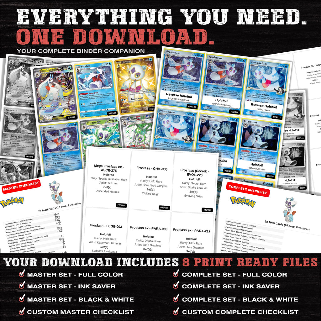 Everything included in the Froslass master set download - 8 PDF files