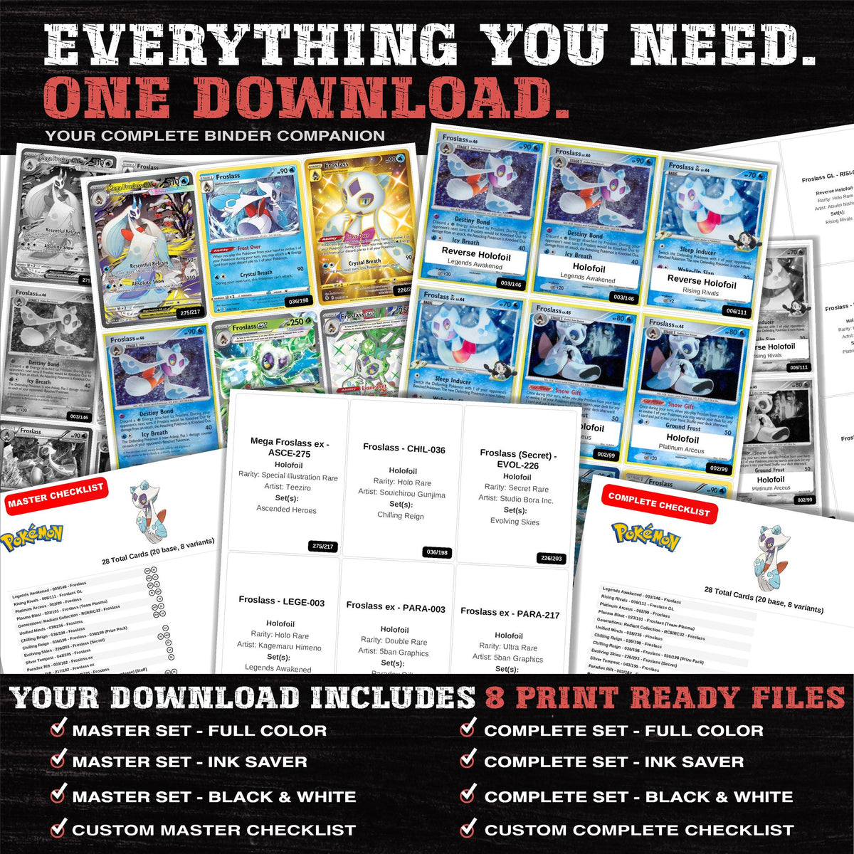 Everything included in the Froslass master set download - 8 PDF files