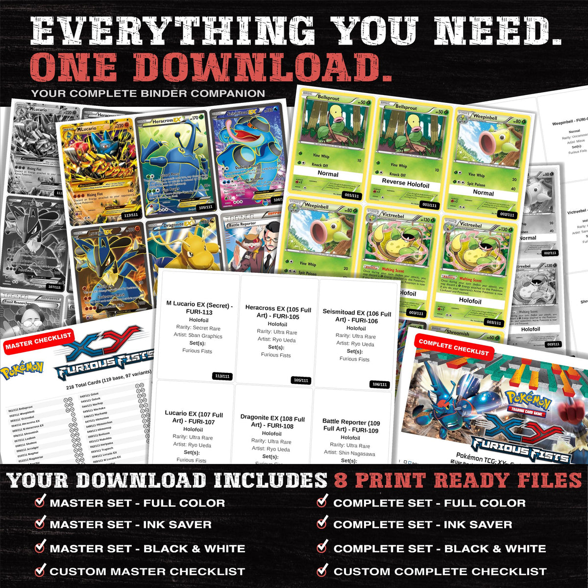 Everything included in the Furious Fists placeholder download - 8 PDF files