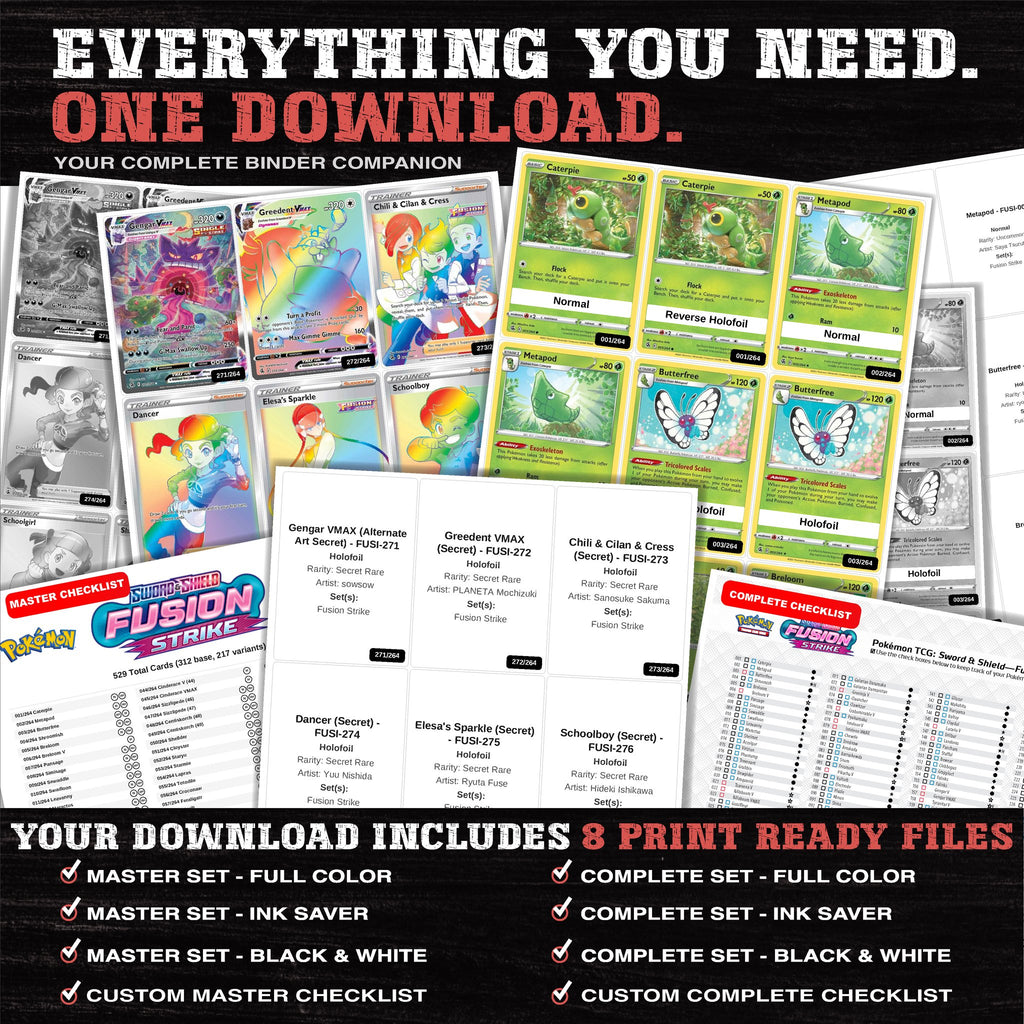 Everything included in the Fusion Strike placeholder download - 8 PDF files