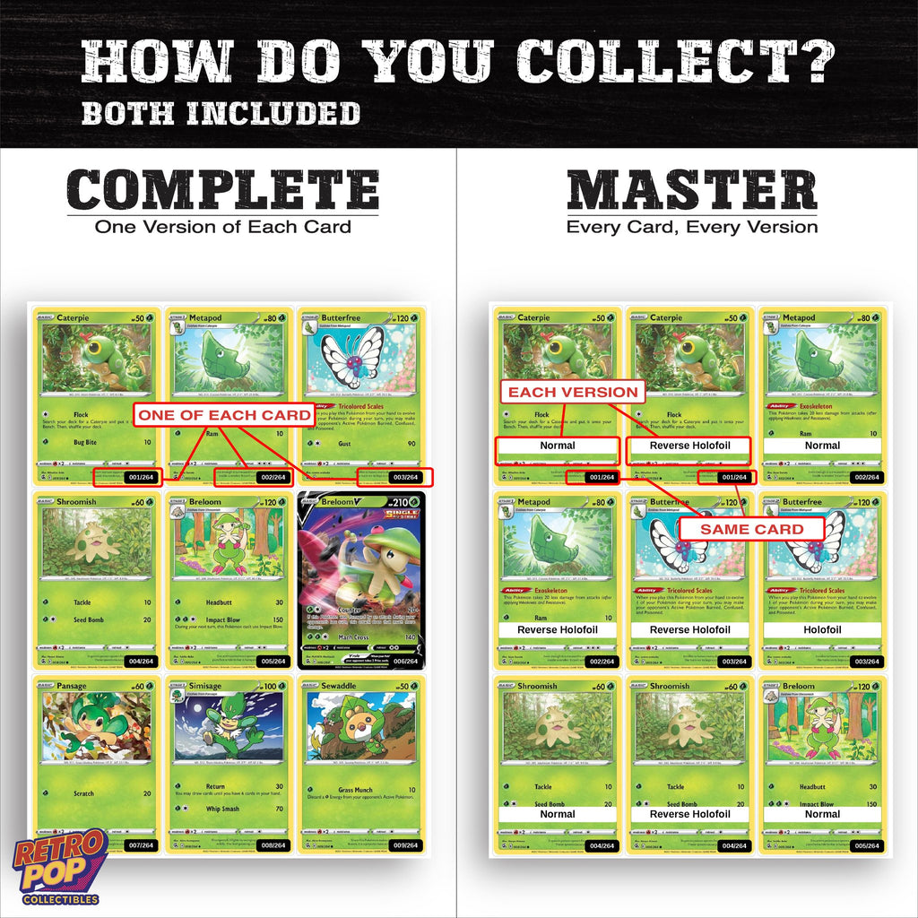 Complete Set vs Master Set versions of Fusion Strike binder placeholders
