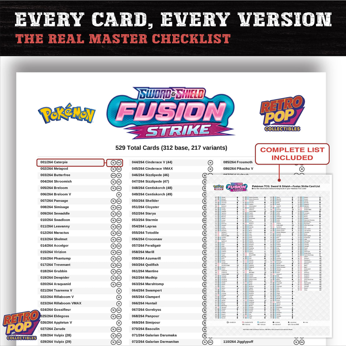 Fusion Strike Pokemon card checklist PDF preview