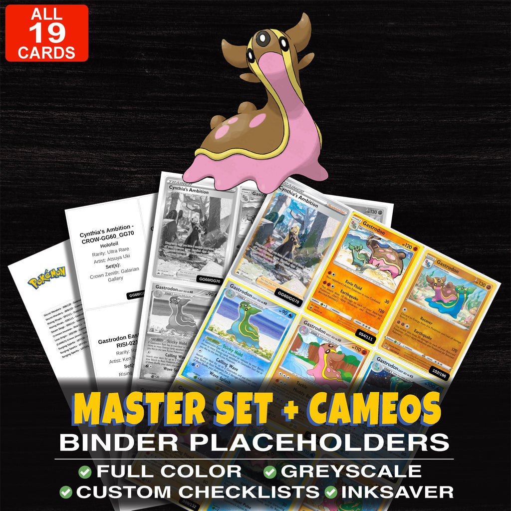Every Gastrodon Pokemon card ever made - master set binder placeholders with Gastrodon East Sea