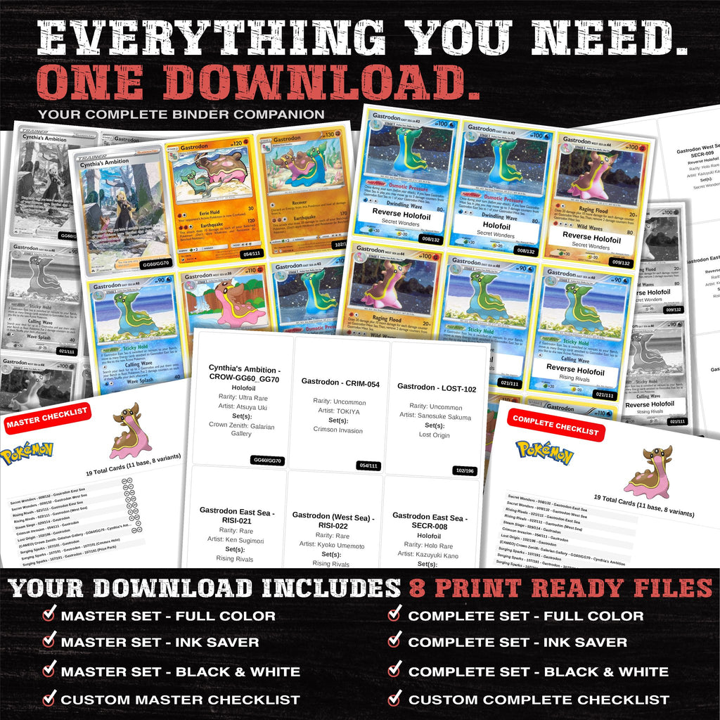 Everything included in the Gastrodon master set download - 8 PDF files