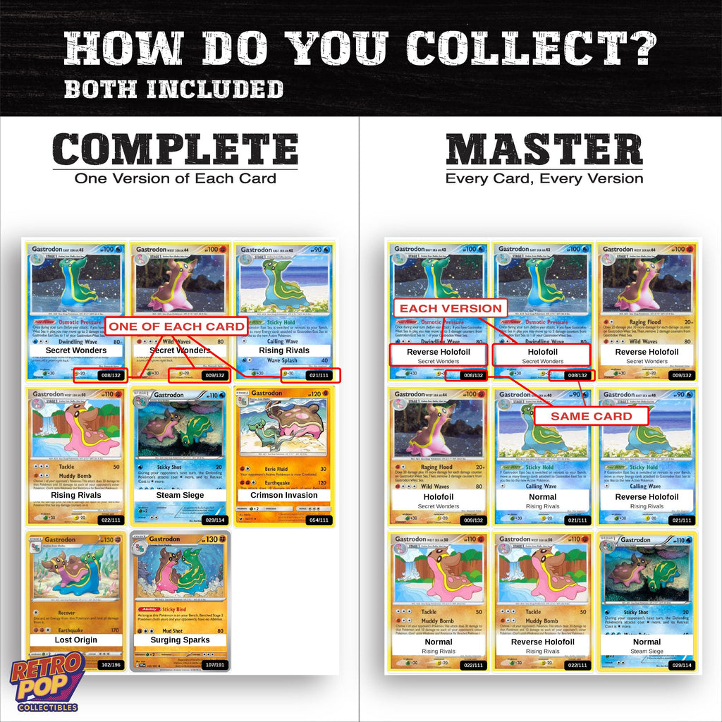 Complete Set vs Master Set versions of the Gastrodon binder placeholders