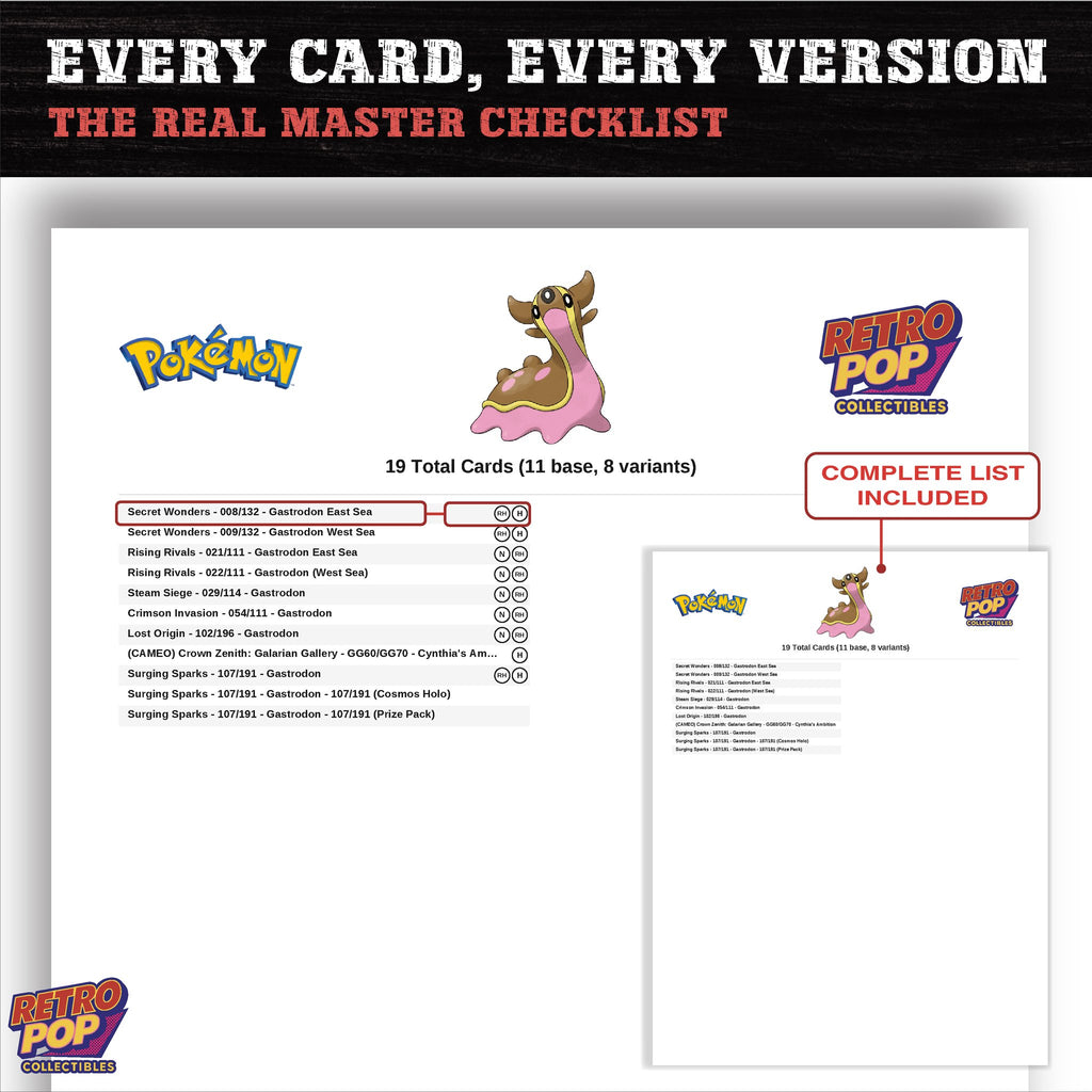 Gastrodon master set checklist PDF preview - every card listed
