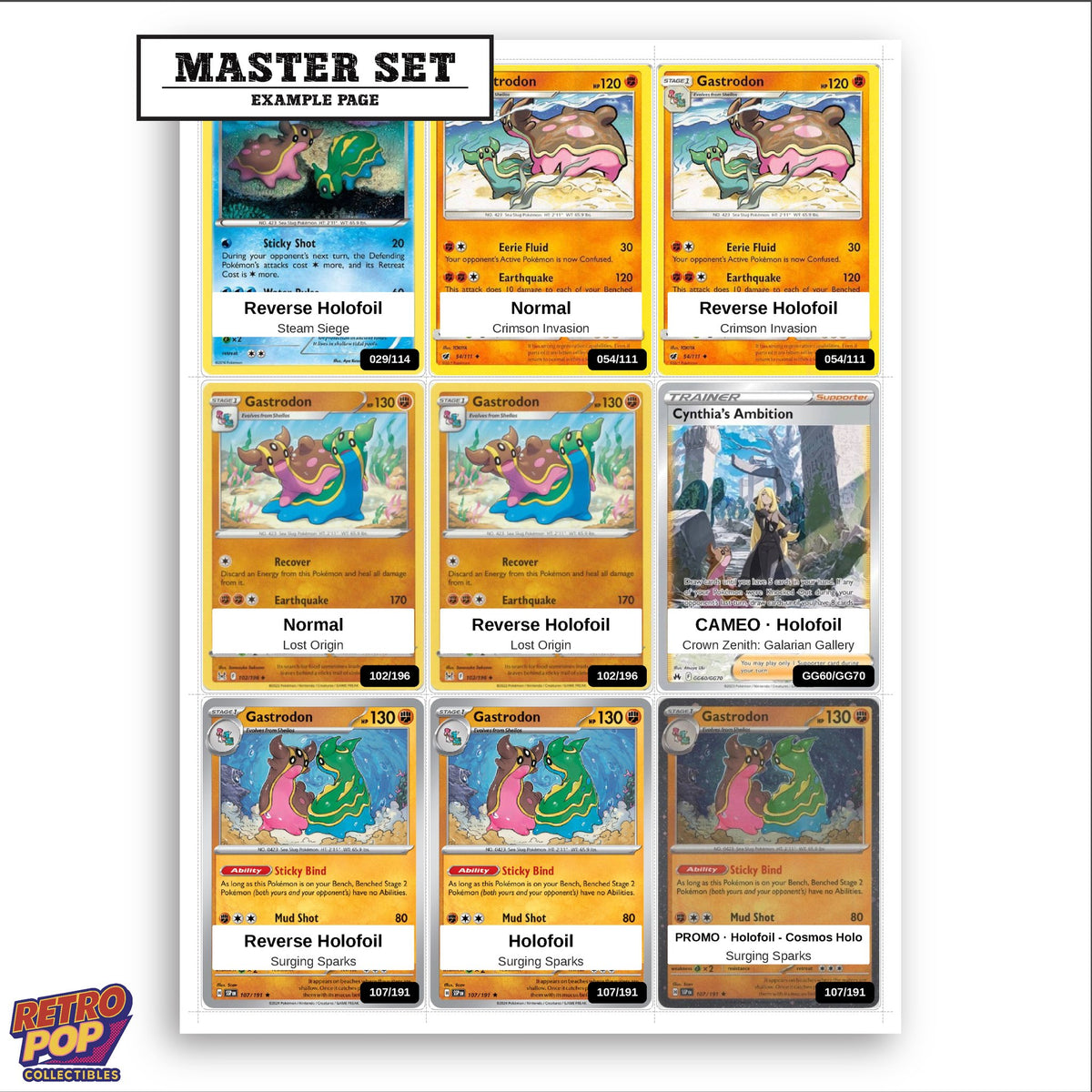 Printed Gastrodon Pokemon placeholders in binder - real photo 3