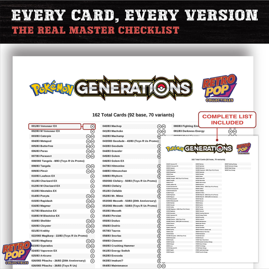 Generations Pokemon card checklist PDF preview