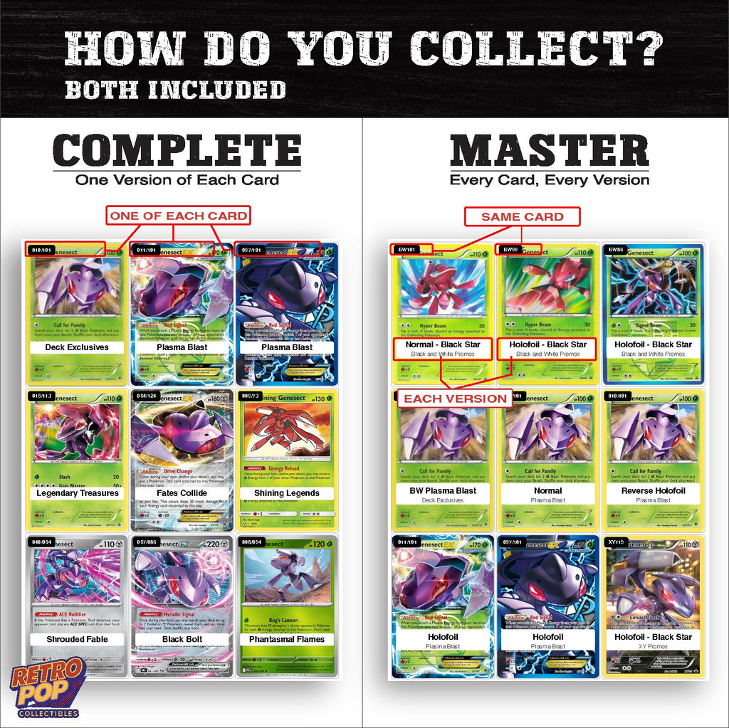 Complete Set vs Master Set versions of the Genesect binder placeholders