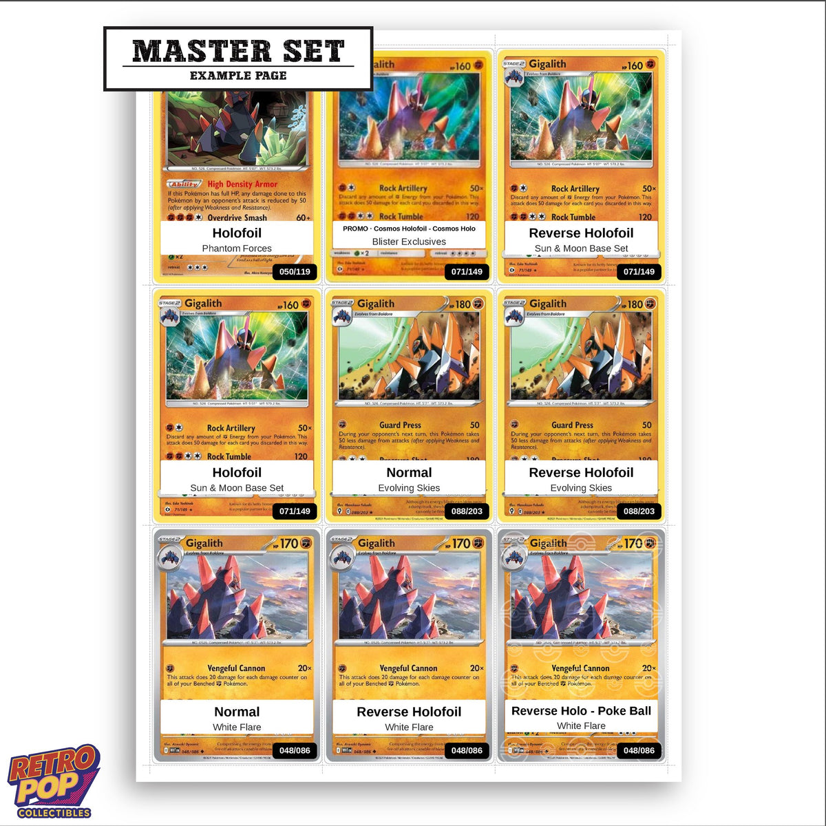 Printed Gigalith Pokemon placeholders in binder - real photo 3