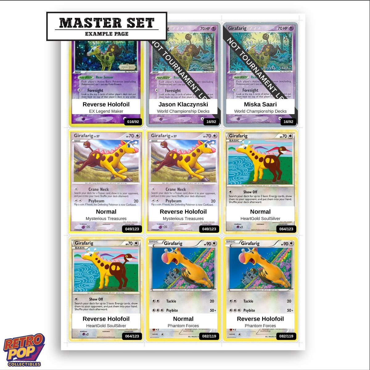 Printed Girafarig Pokemon placeholders in binder - real photo 3