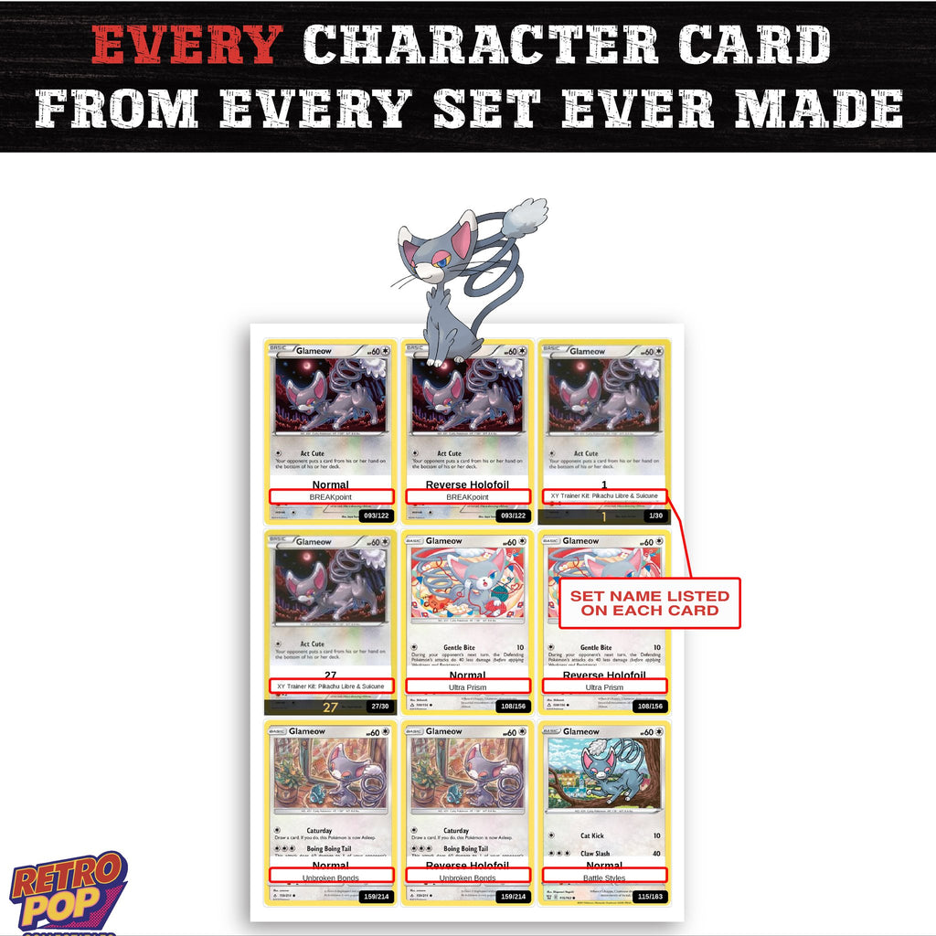 Glameow card collection preview - every set Glameow appears in
