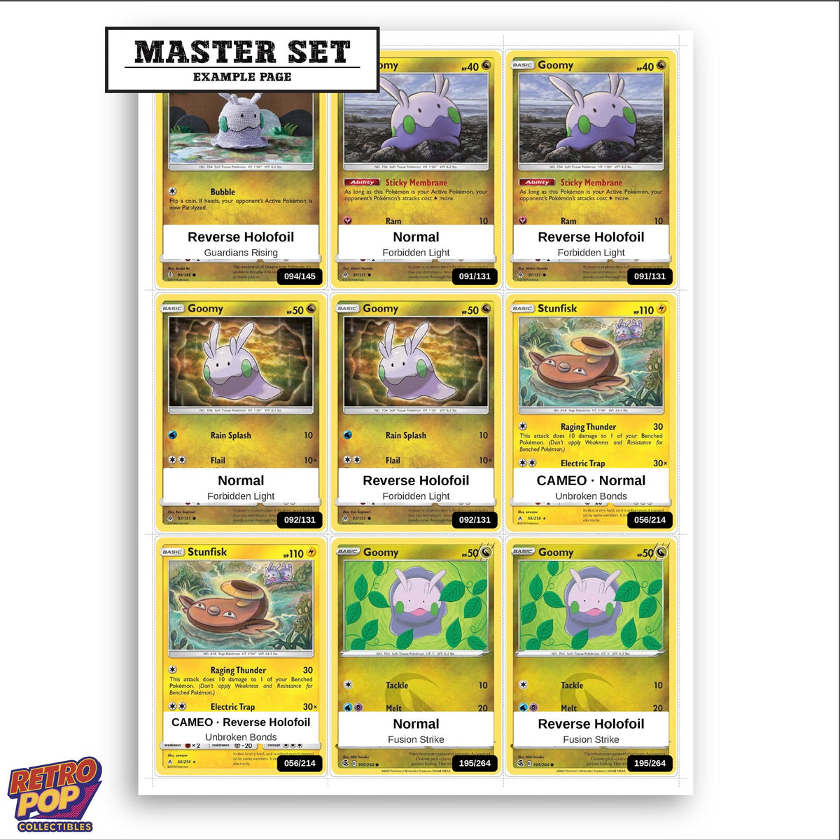 Printed Goomy Pokemon placeholders in binder - real photo 3