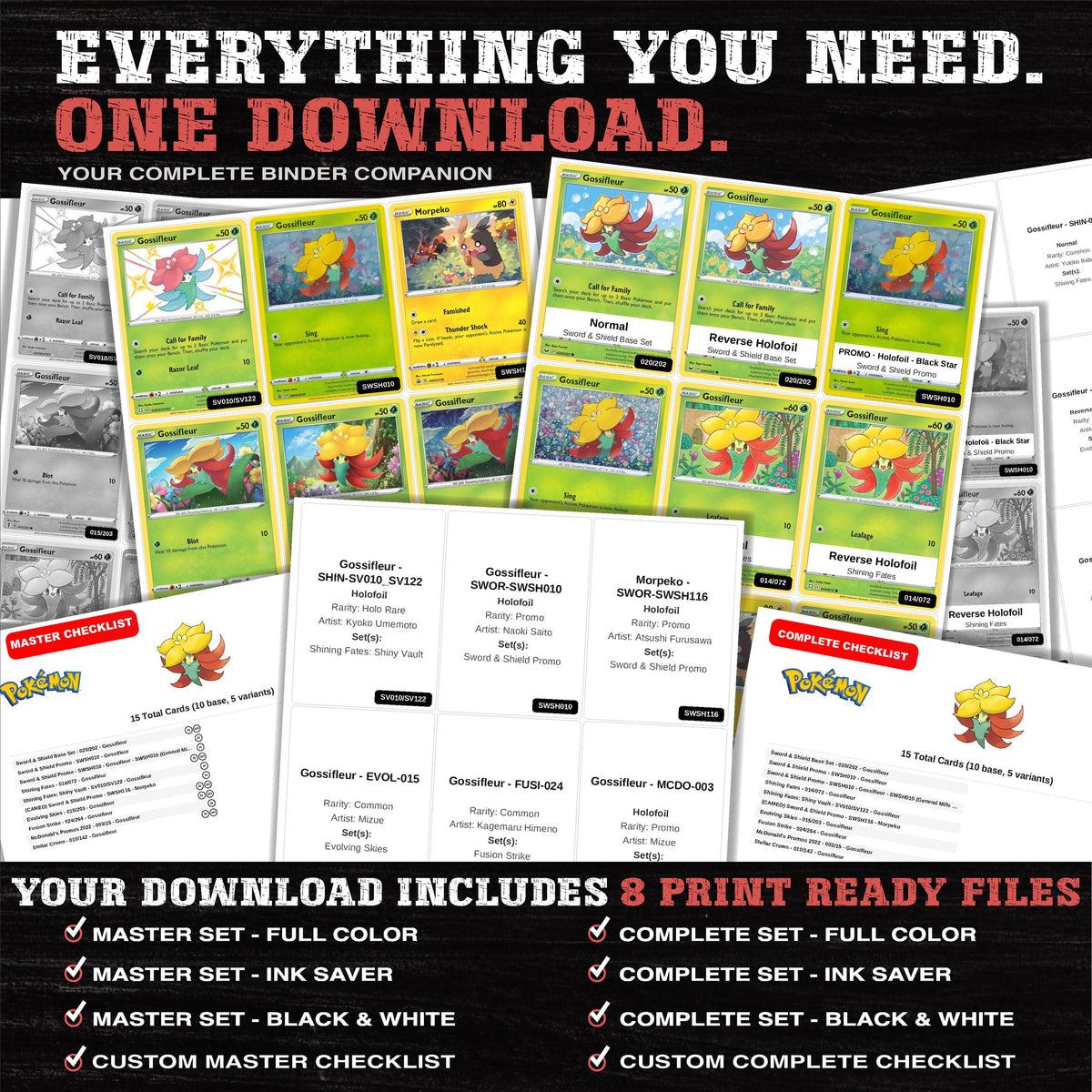 Everything included in the Gossifleur master set download - 8 PDF files