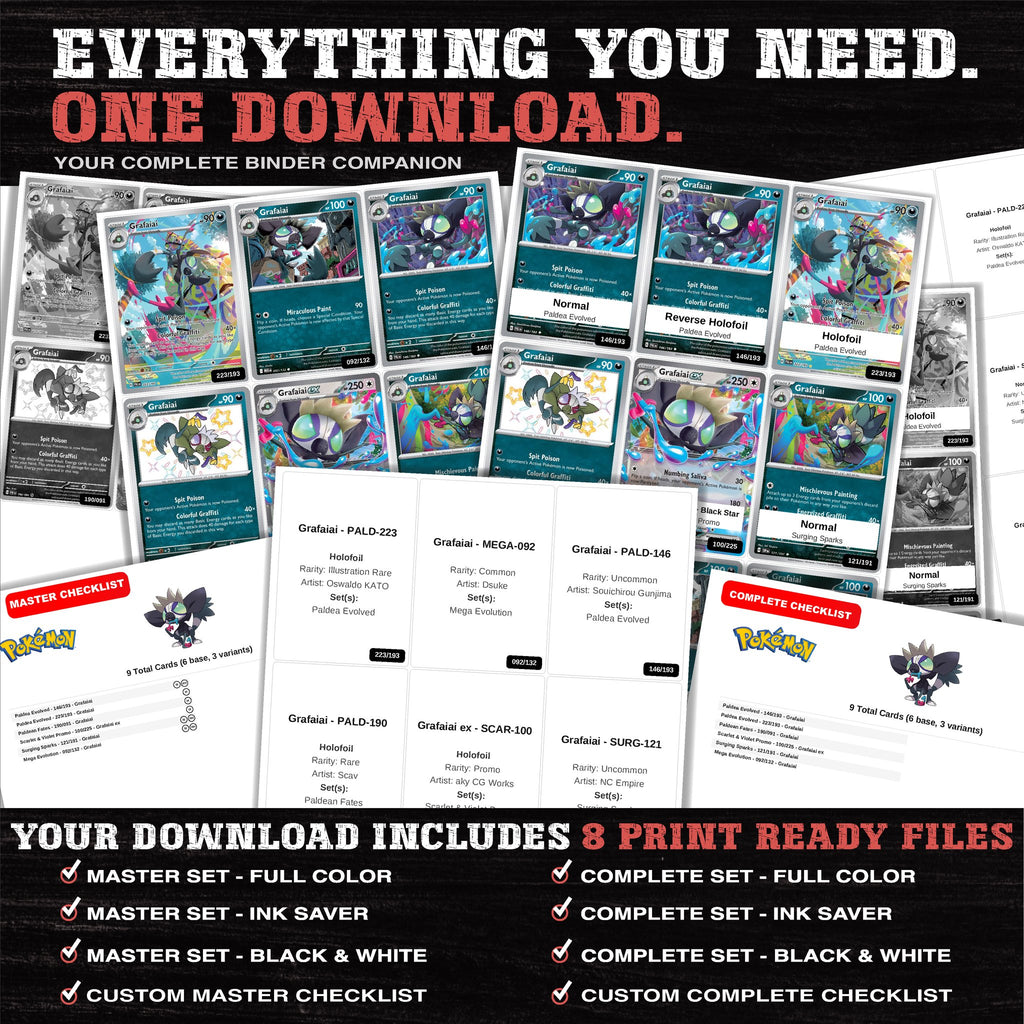 Everything included in the Grafaiai master set download - 8 PDF files