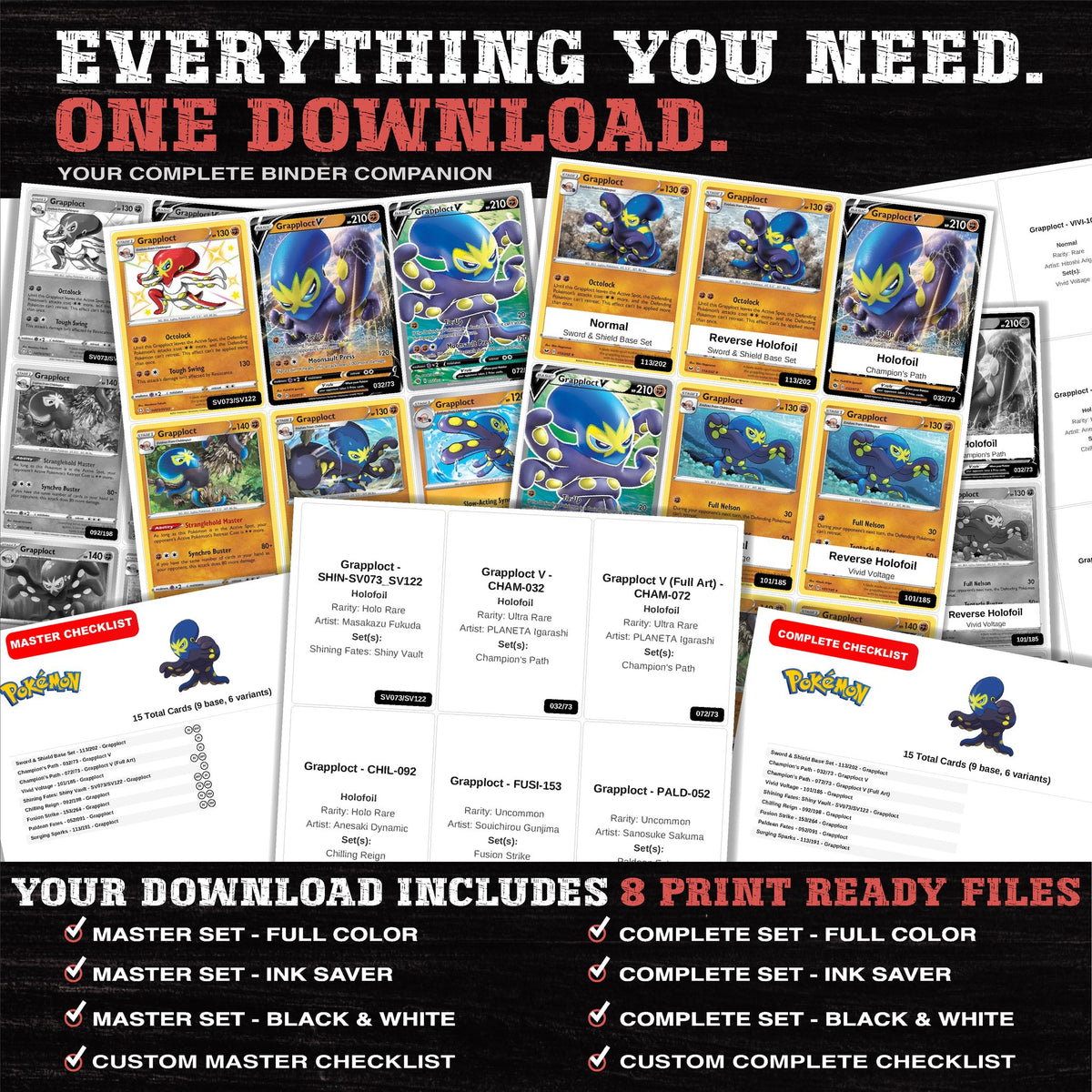 Everything included in the Grapploct master set download - 8 PDF files