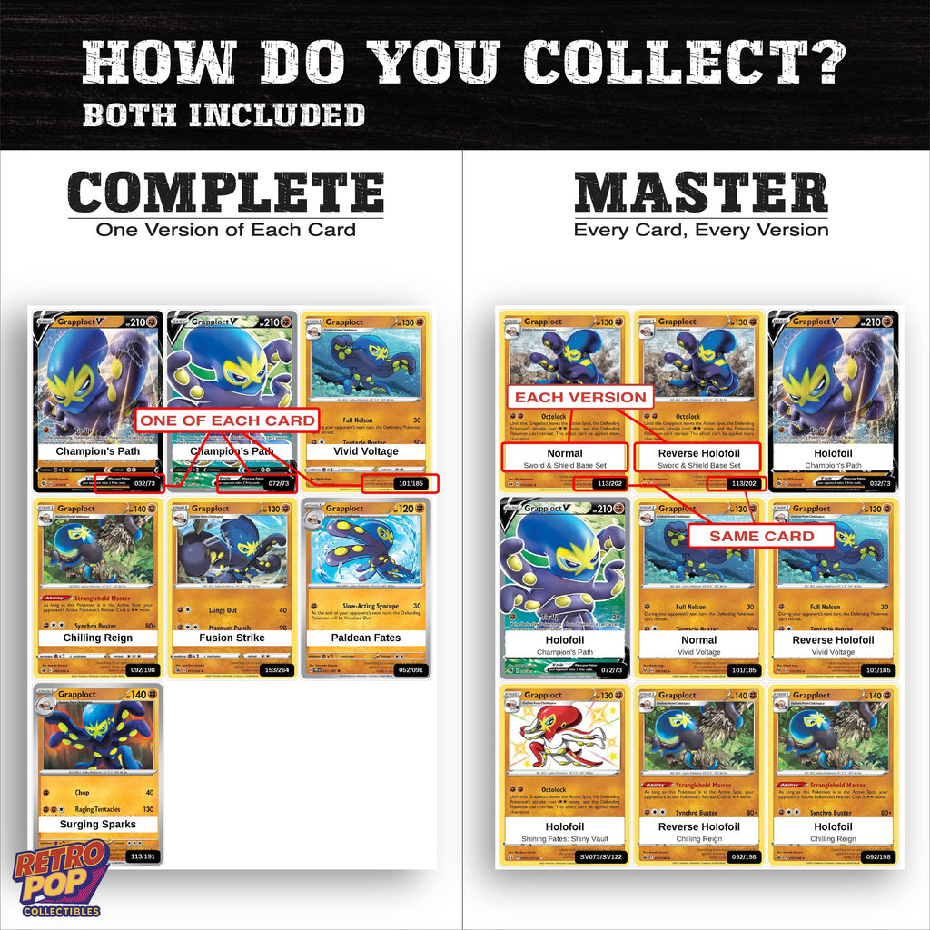 Complete Set vs Master Set versions of the Grapploct binder placeholders