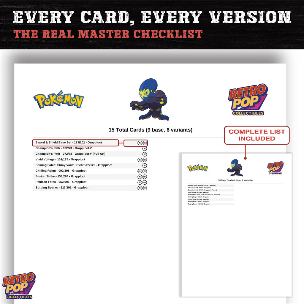Grapploct master set checklist PDF preview - every card listed