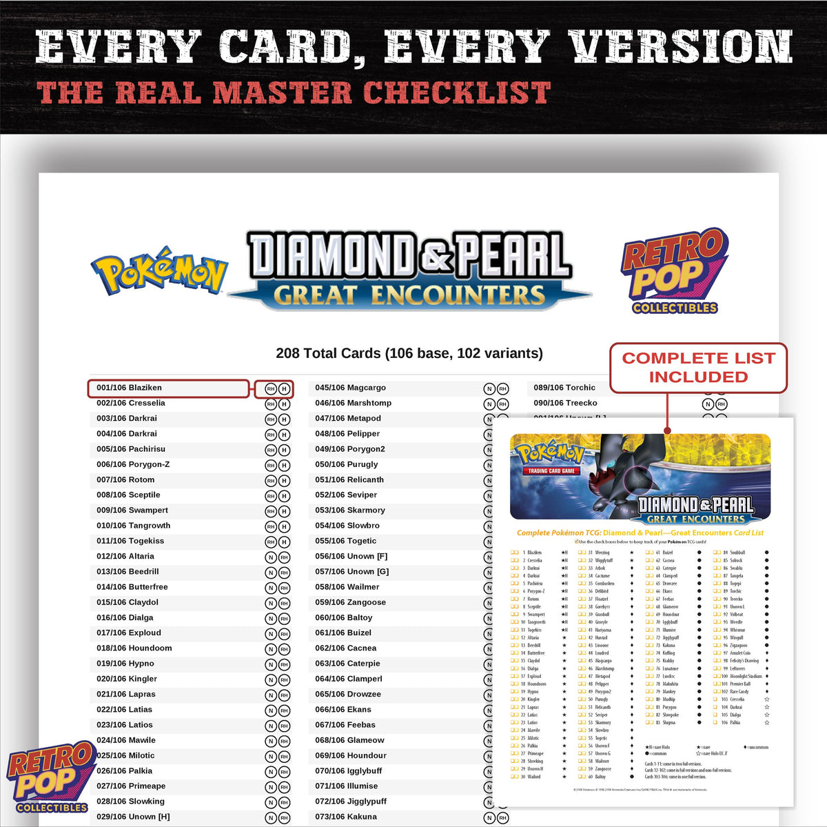 Great Encounters Pokemon card checklist PDF preview