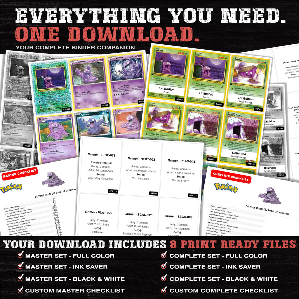 Everything included in the Grimer master set download - 8 PDF files