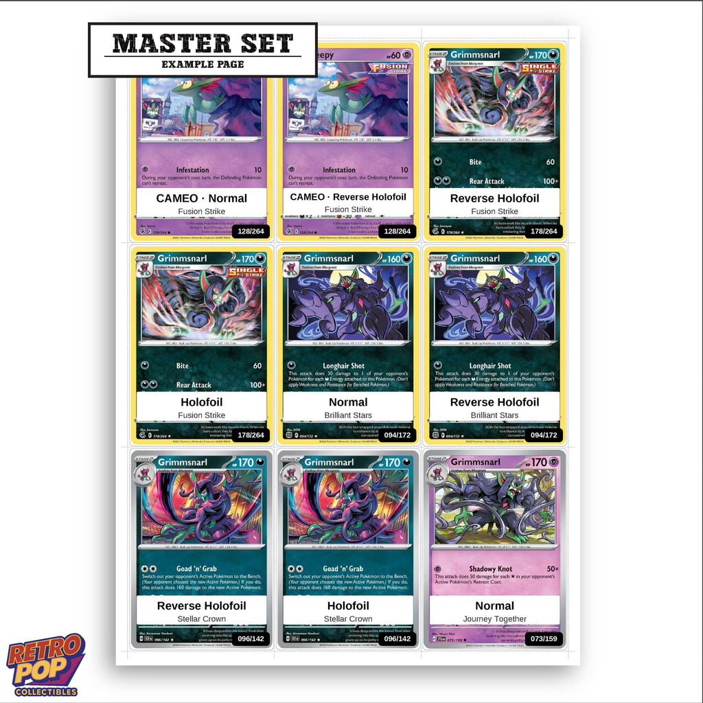 Printed Grimmsnarl Pokemon placeholders in binder - real photo 3