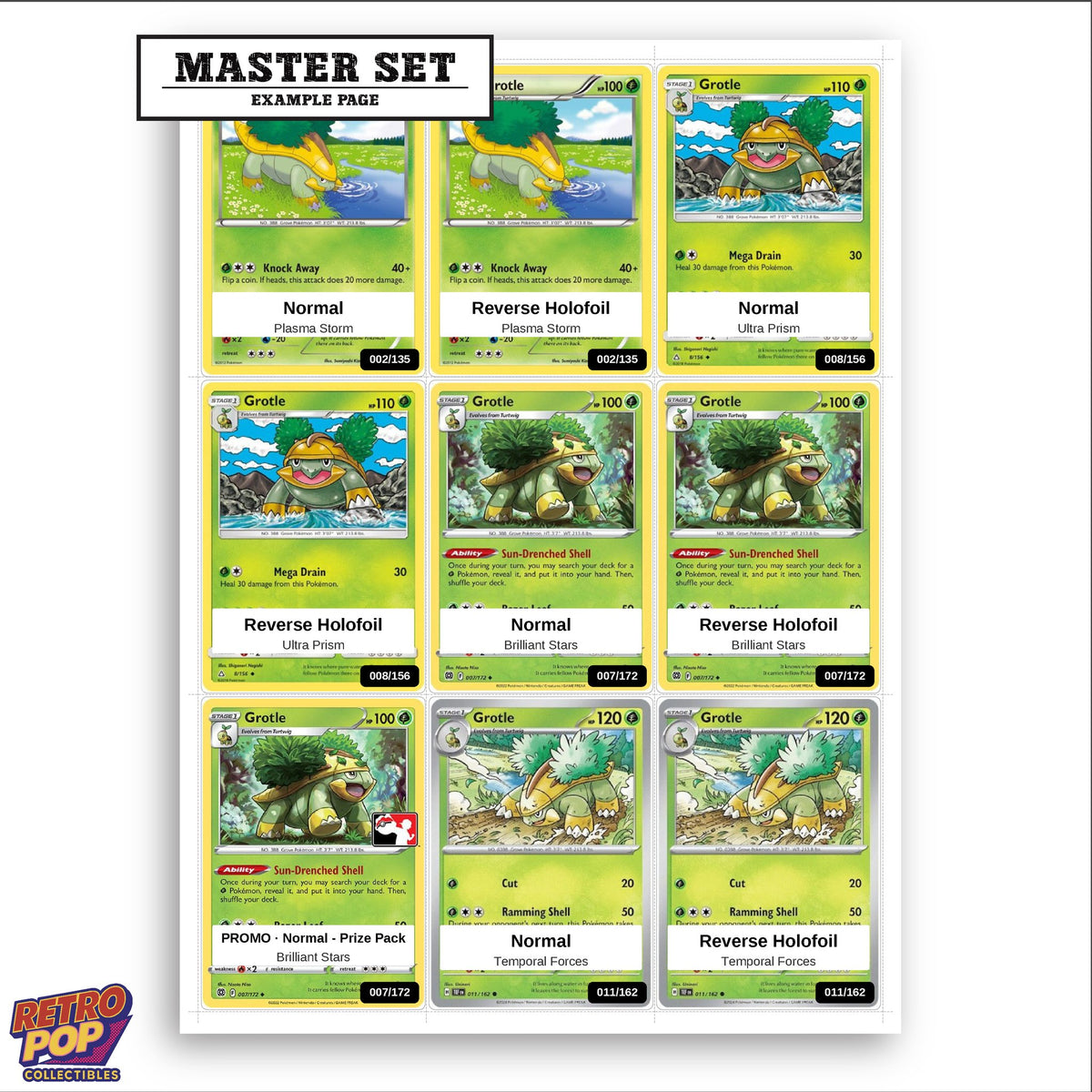 Printed Grotle Pokemon placeholders in binder - real photo 3