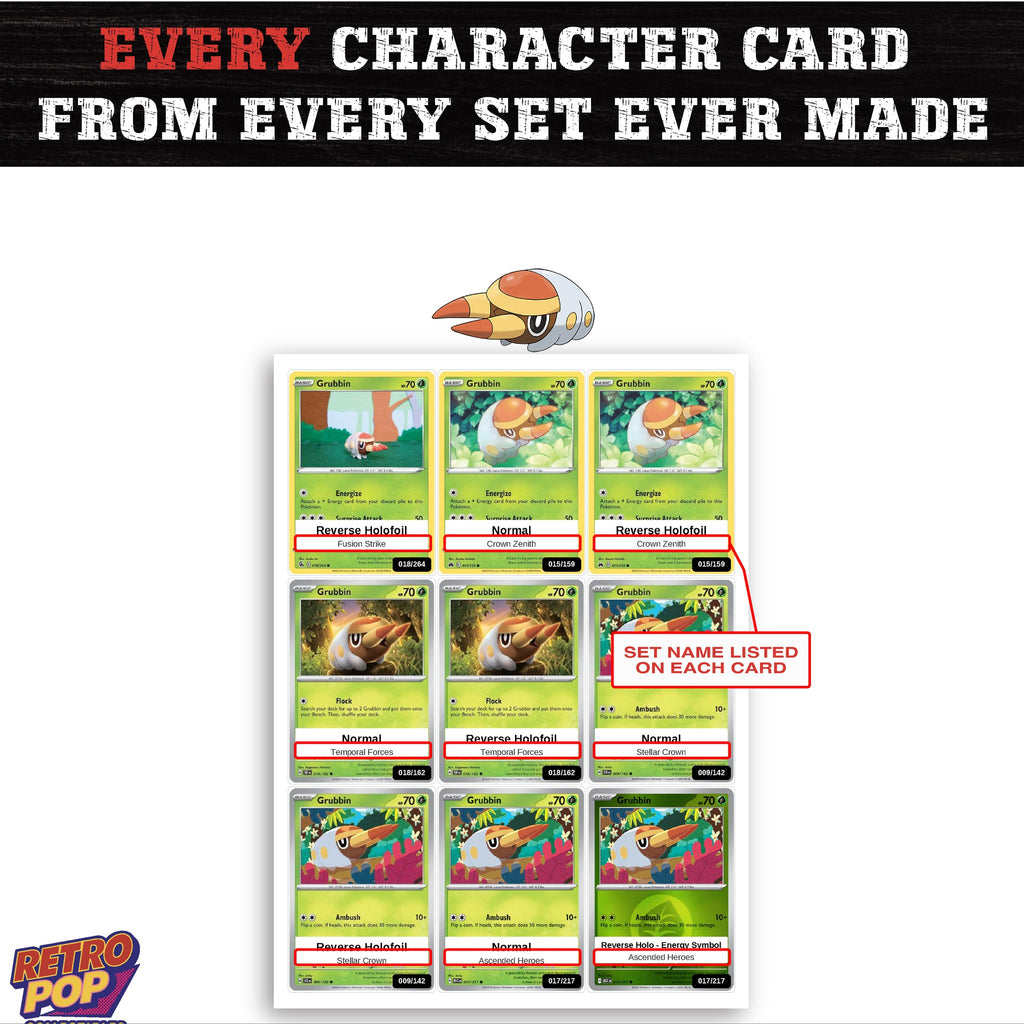 Grubbin card collection preview - every set Grubbin appears in