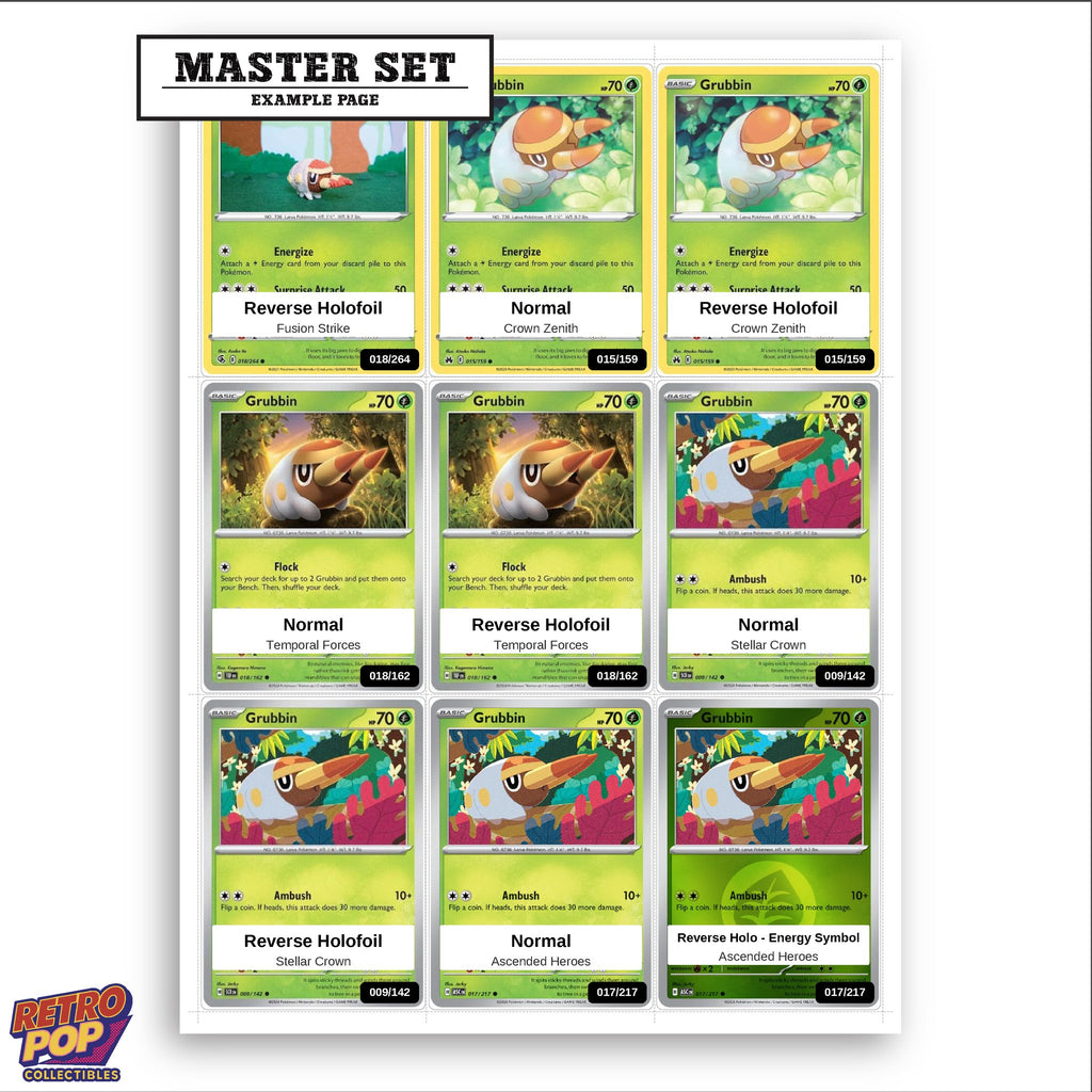 Printed Grubbin Pokemon placeholders in binder - real photo 3