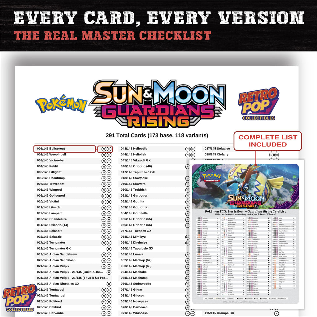 Guardians Rising Pokemon card checklist PDF preview