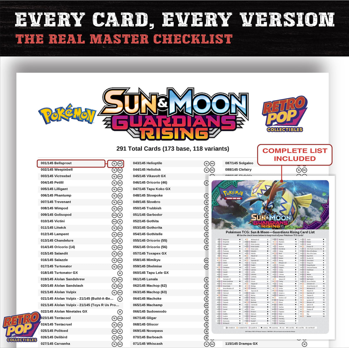 Guardians Rising Pokemon card checklist PDF preview