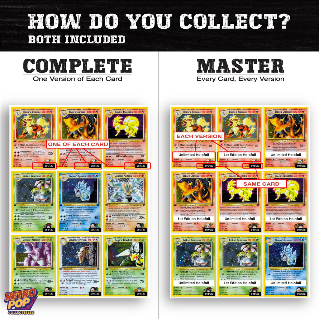 Complete Set vs Master Set versions of Gym Challenge binder placeholders
