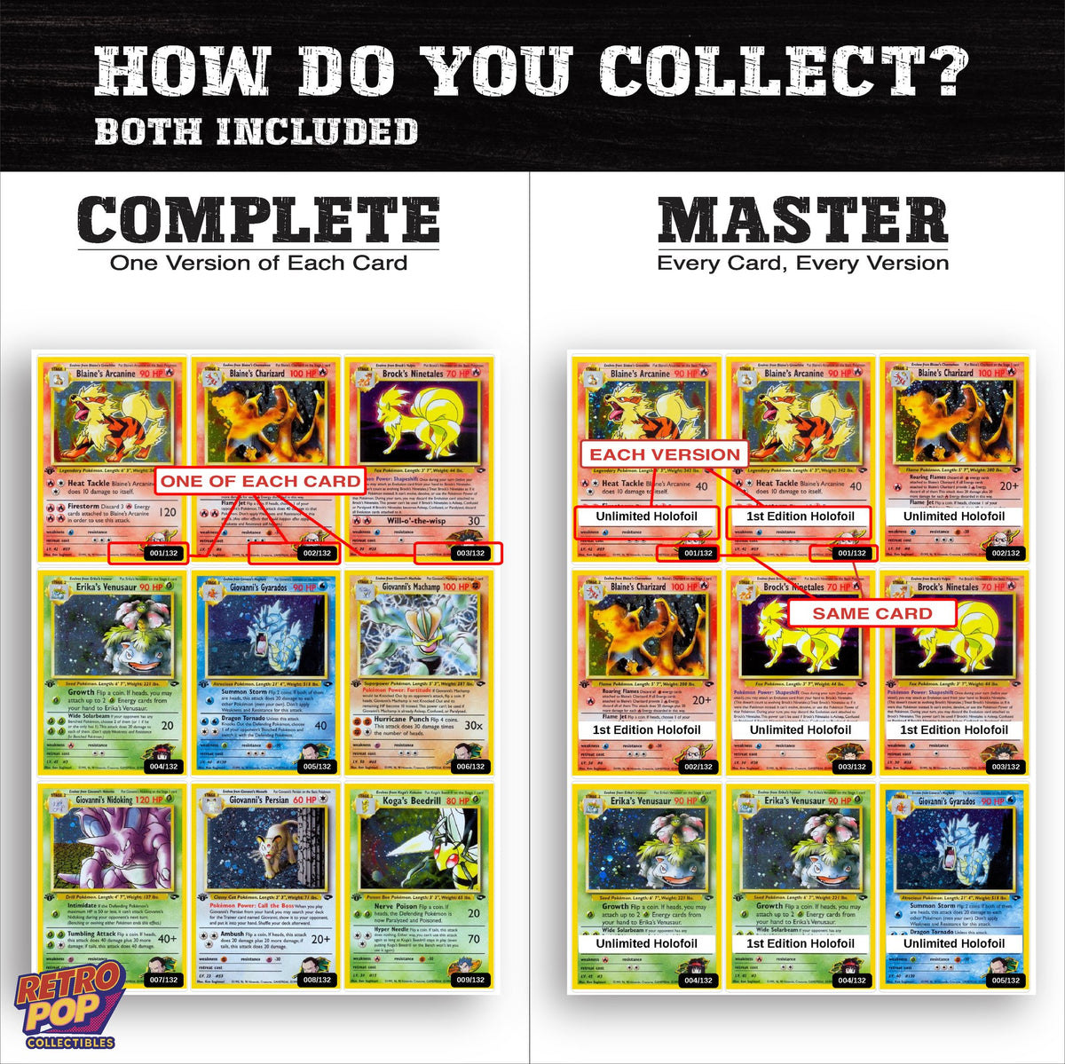 Complete Set vs Master Set versions of Gym Challenge binder placeholders